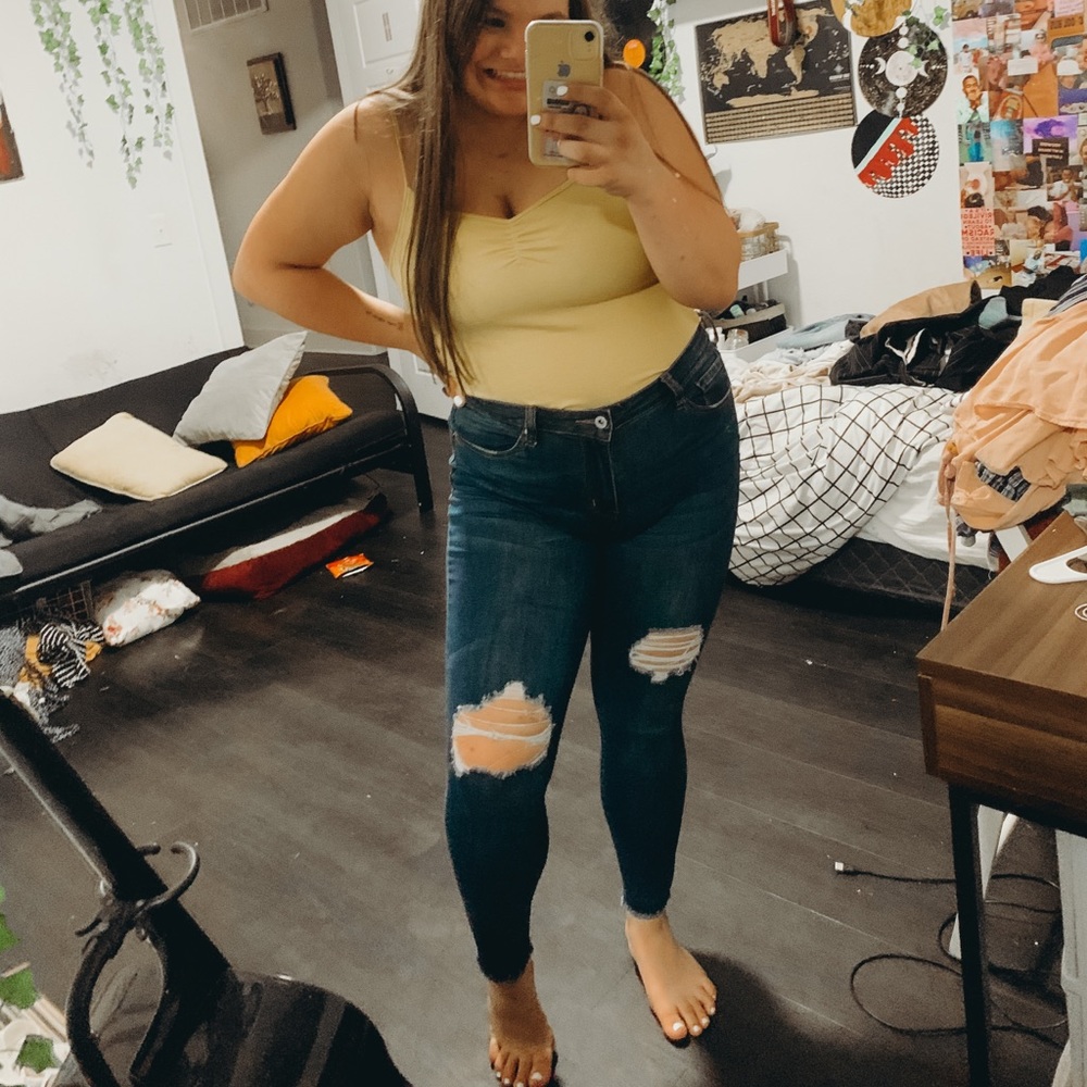 ripped blue jeans